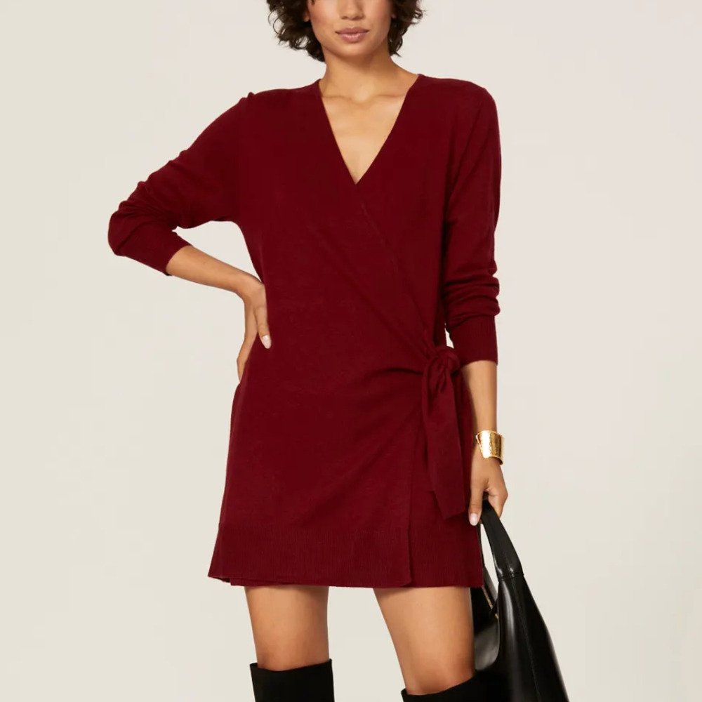 Thakoon Red Mini Wrap Dress XS Professional Knit Career Office Designer $280